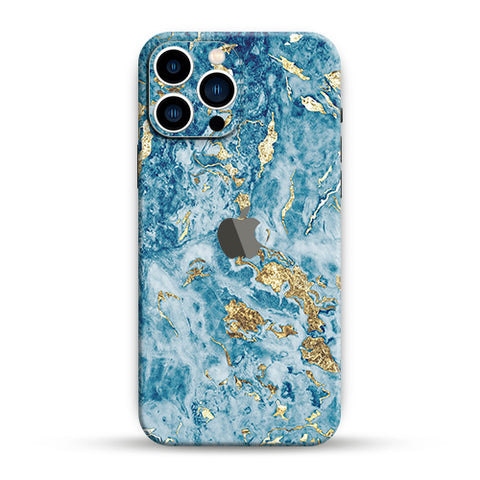Blue Gold Marble Mobile Skin