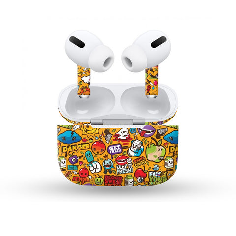Yellow Graffiti Skin For Apple Buds