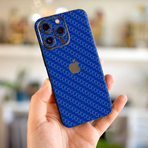 Blue Carbon Fibre Mobile Skin