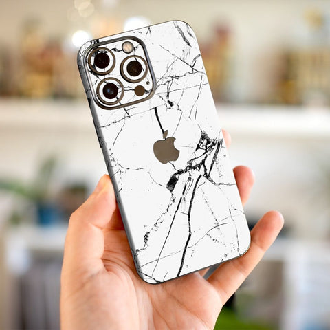White Stripe Marble Mobile Skin