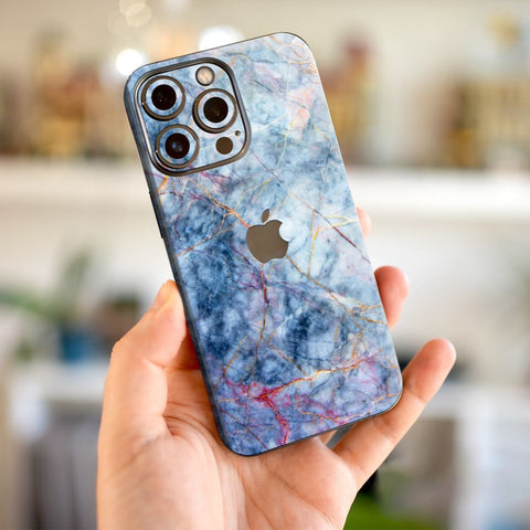 Blue Stripped Marble Mobile Skin