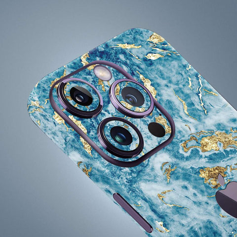 Blue Gold Marble Mobile Skin