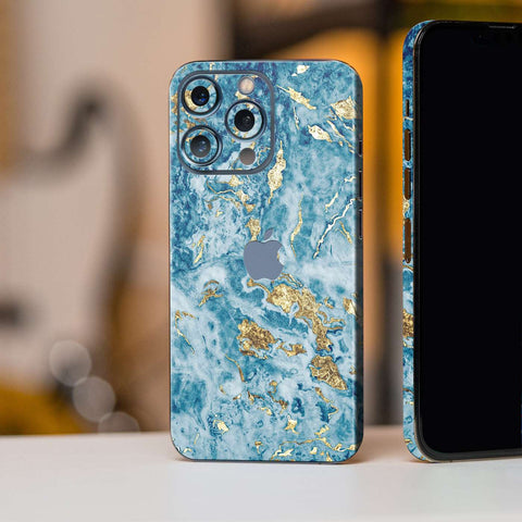 Blue Gold Marble Mobile Skin