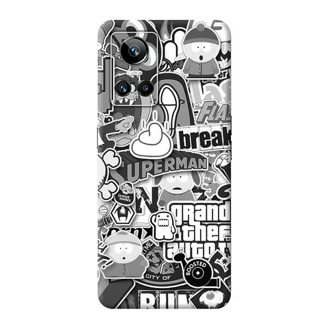 Monochrome Graffiti Skin For Realme