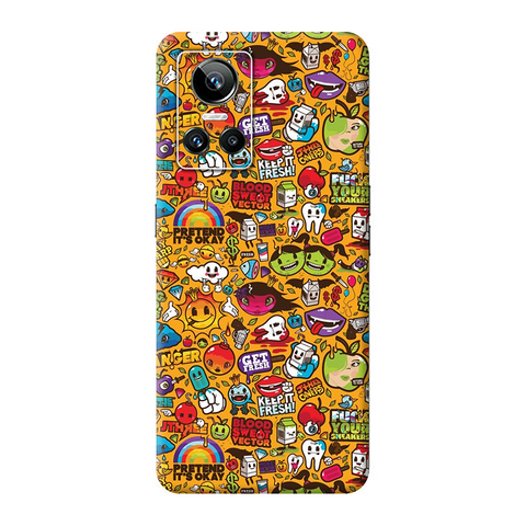Yellow Graffiti Skin For Realme