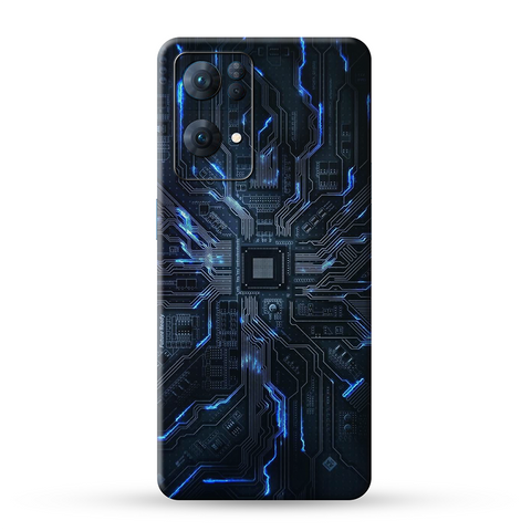 Dark Blue Circuit Skin For Oppo